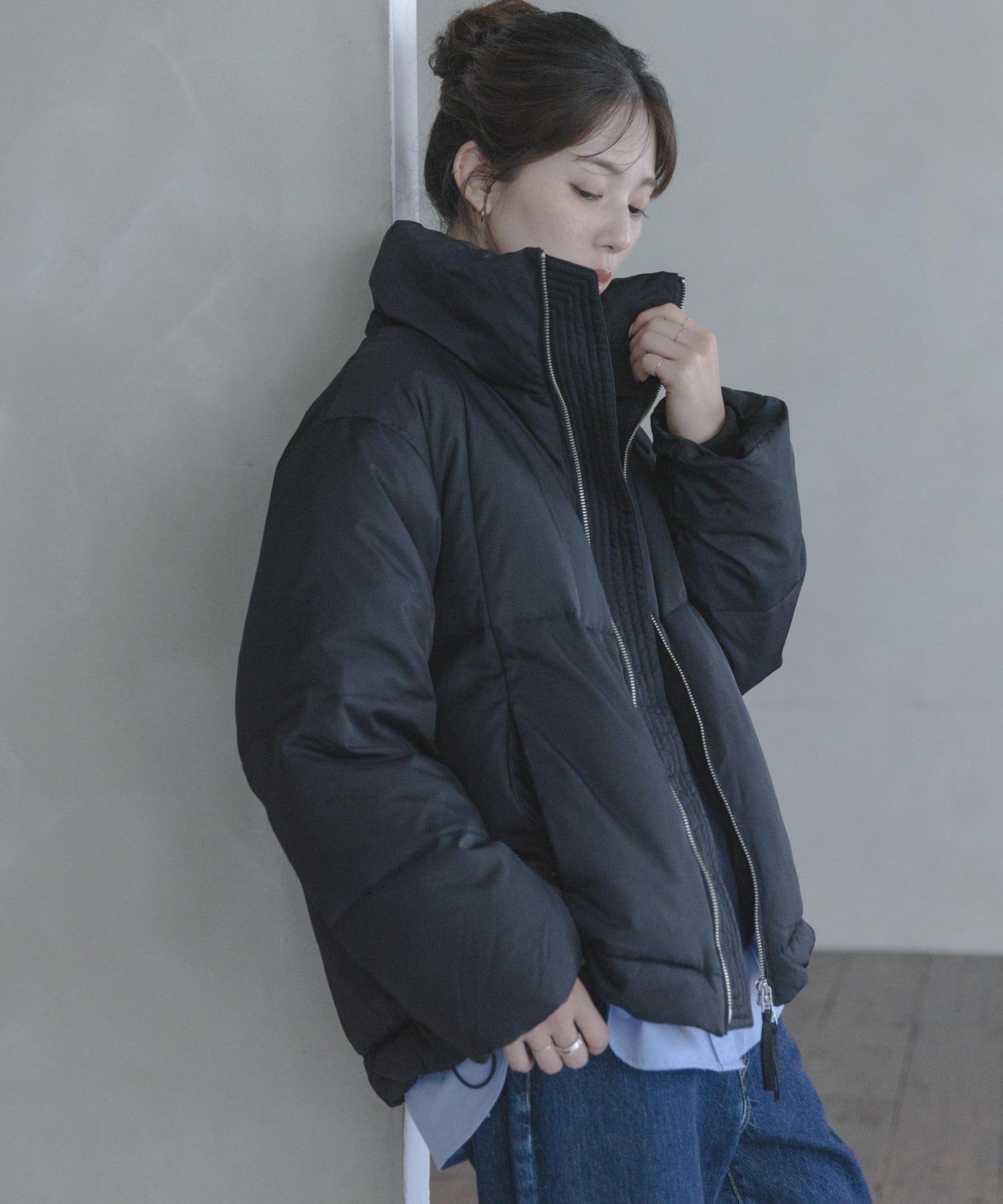 雙拉鍊立領羽絨服