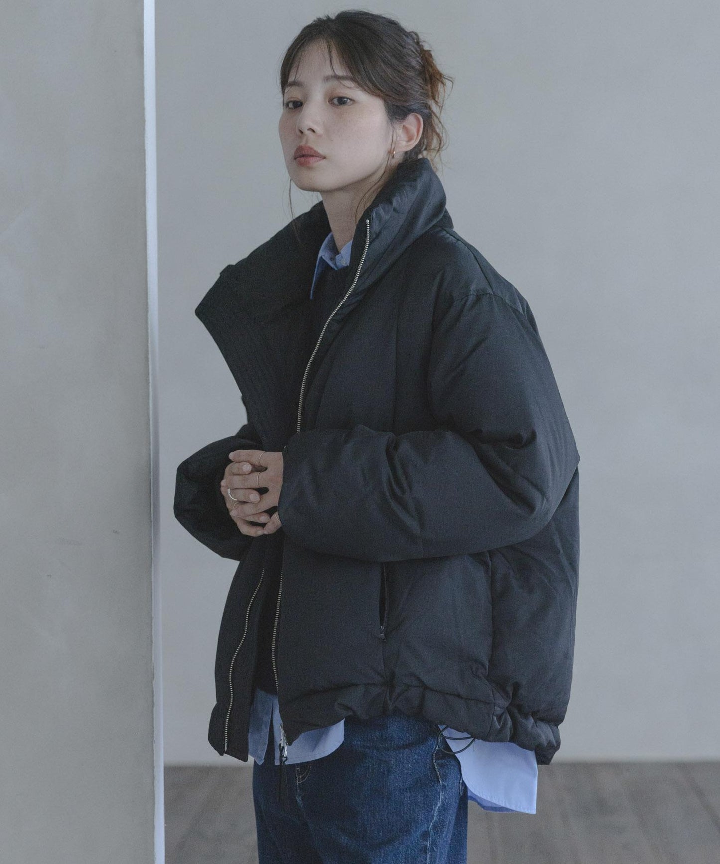 雙拉鍊立領羽絨服