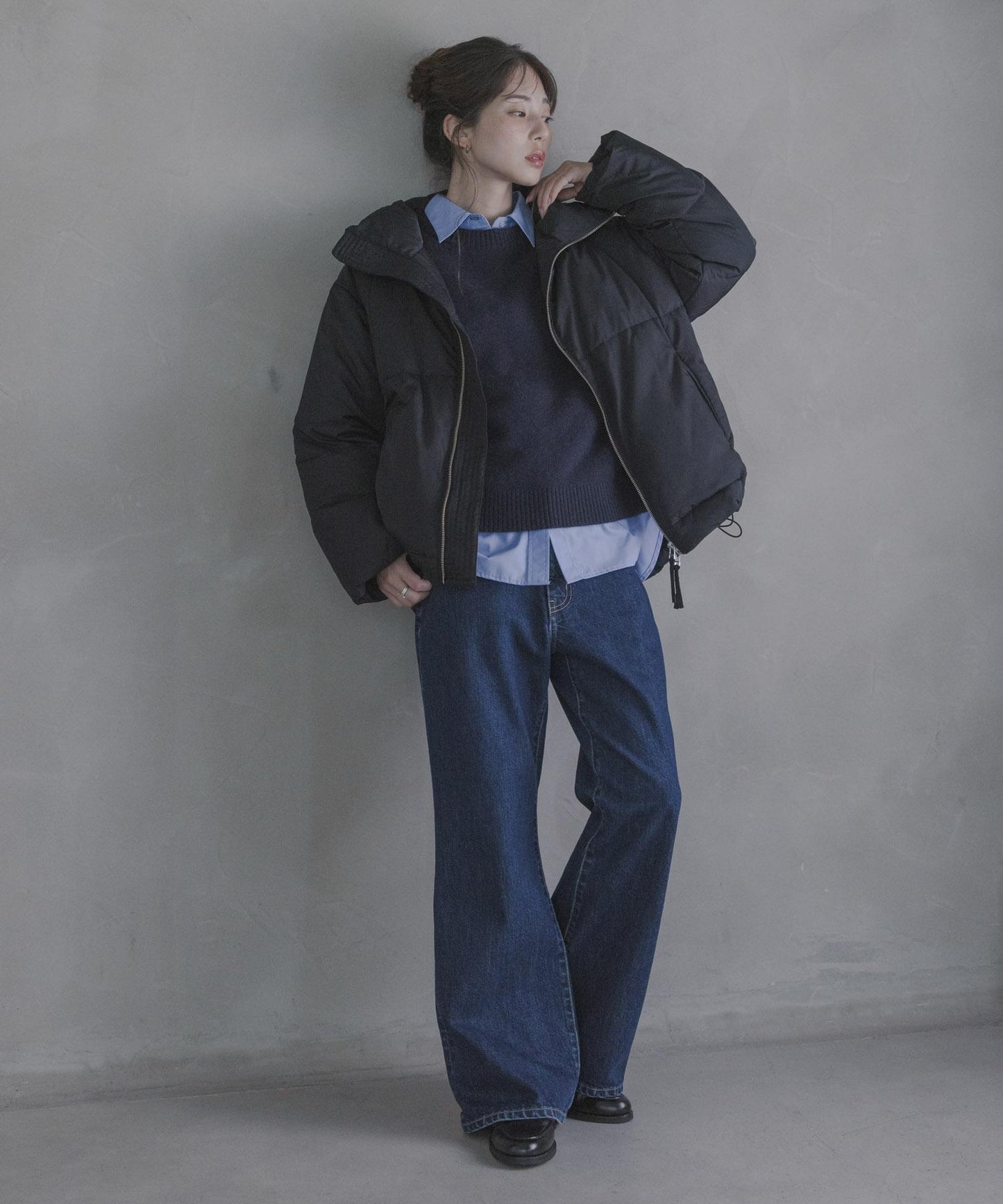 雙拉鍊立領羽絨服