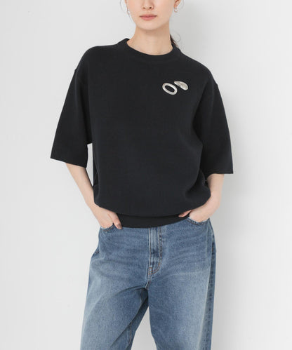 コットンカシミヤハーフスリーブニット