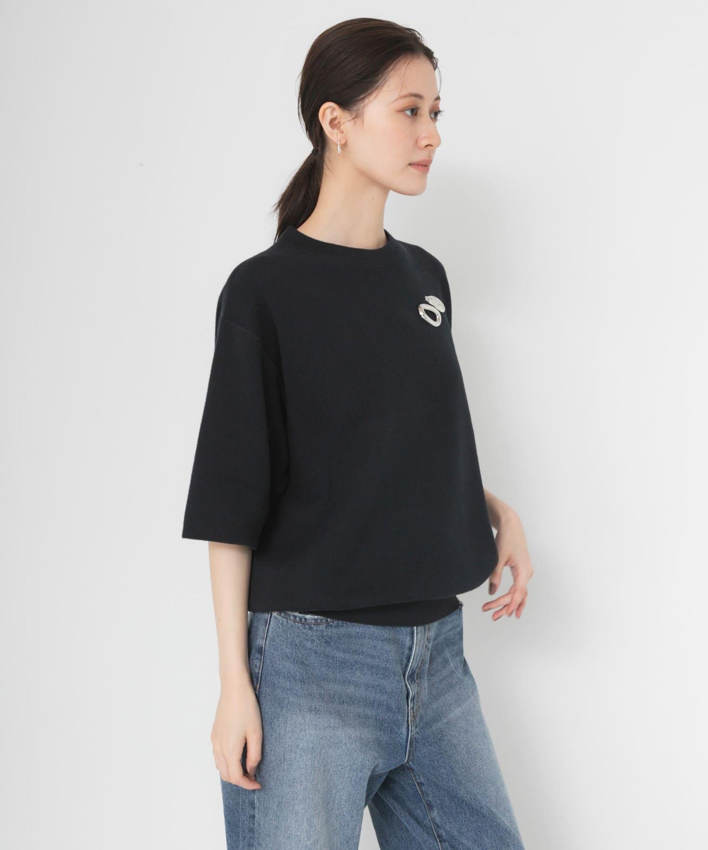 コットンカシミヤハーフスリーブニット