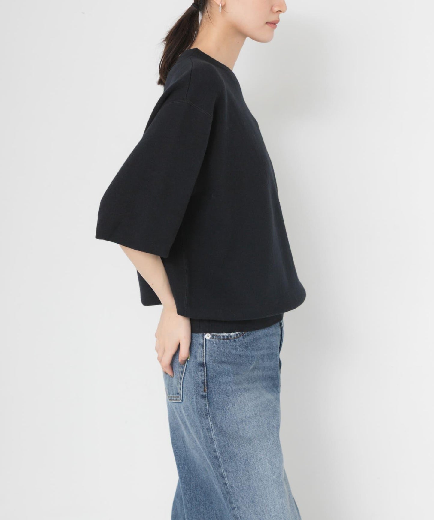 コットンカシミヤハーフスリーブニット