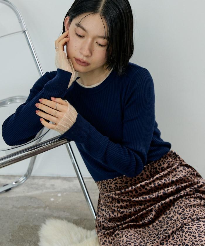 可水洗 撞色 疊穿 透視針織衫