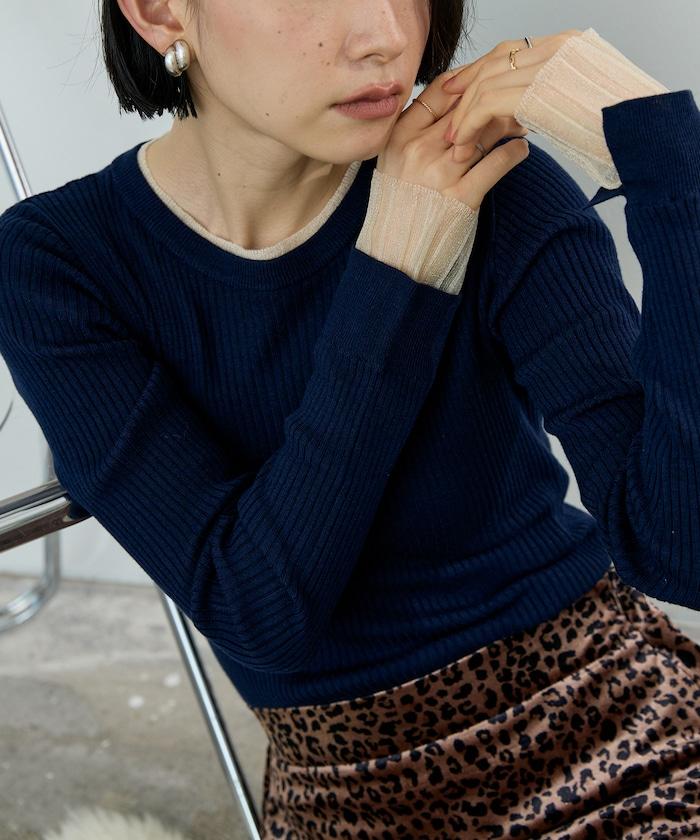 可水洗 撞色 疊穿 透視針織衫