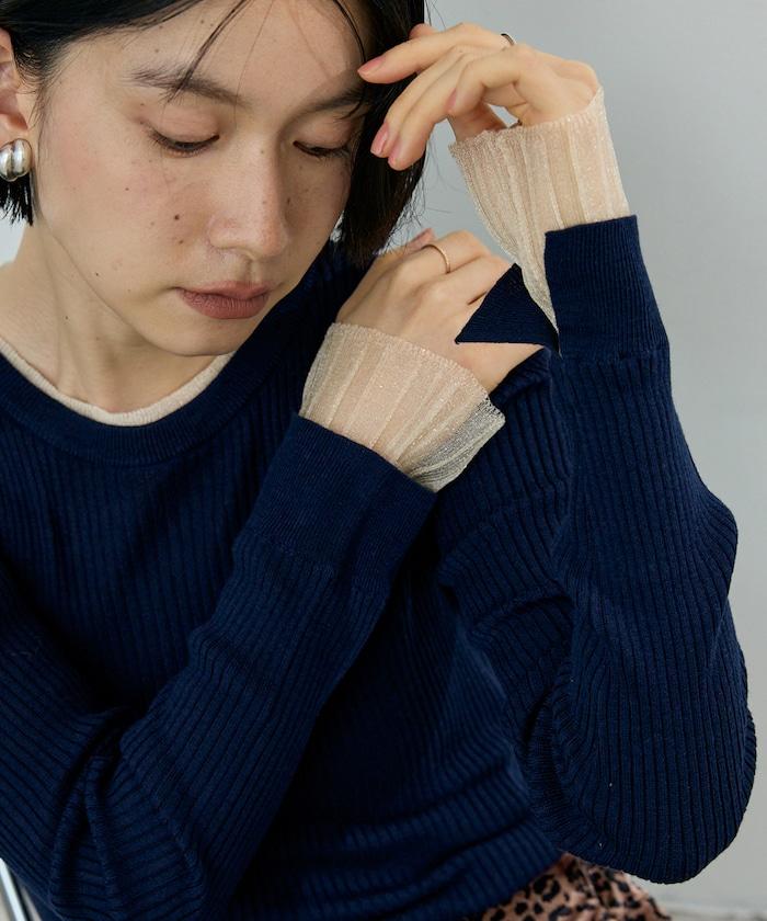 可水洗 撞色 疊穿 透視針織衫