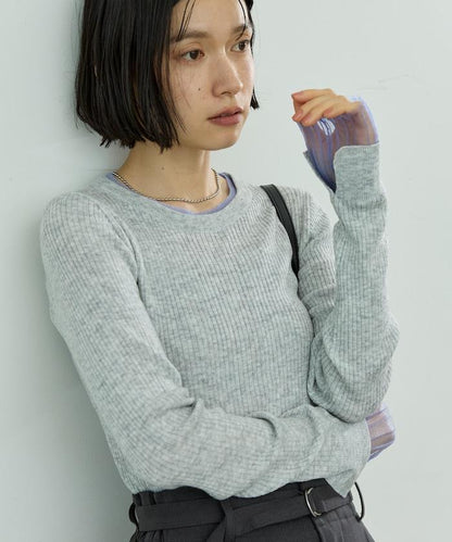 可水洗 撞色 疊穿 透視針織衫