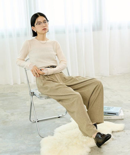 可機洗 蕾絲拼接 羅紋針織衫