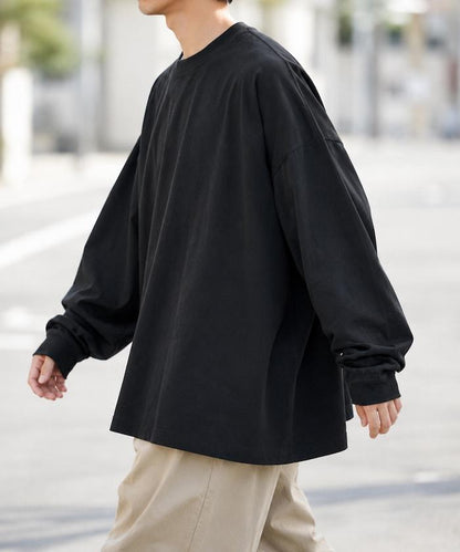 寬鬆版型 單點刺繡 圓領 長袖T恤