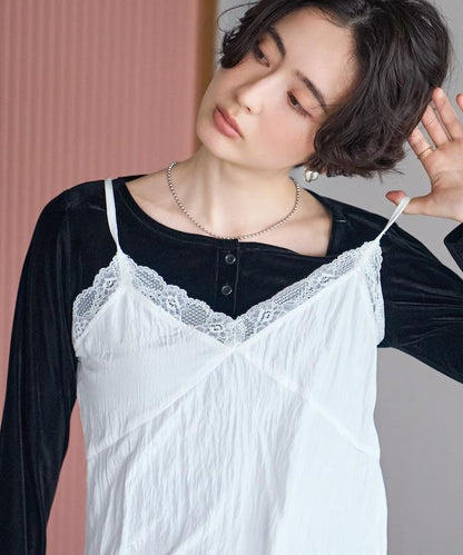 水洗褶皺吊帶連衣裙