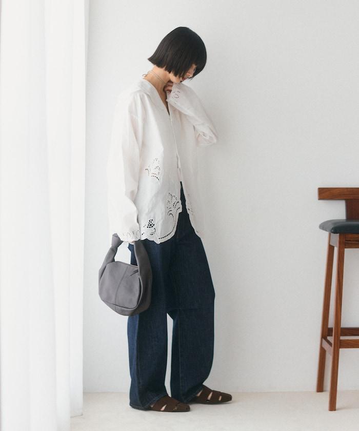 蕾絲 弧形牛仔褲