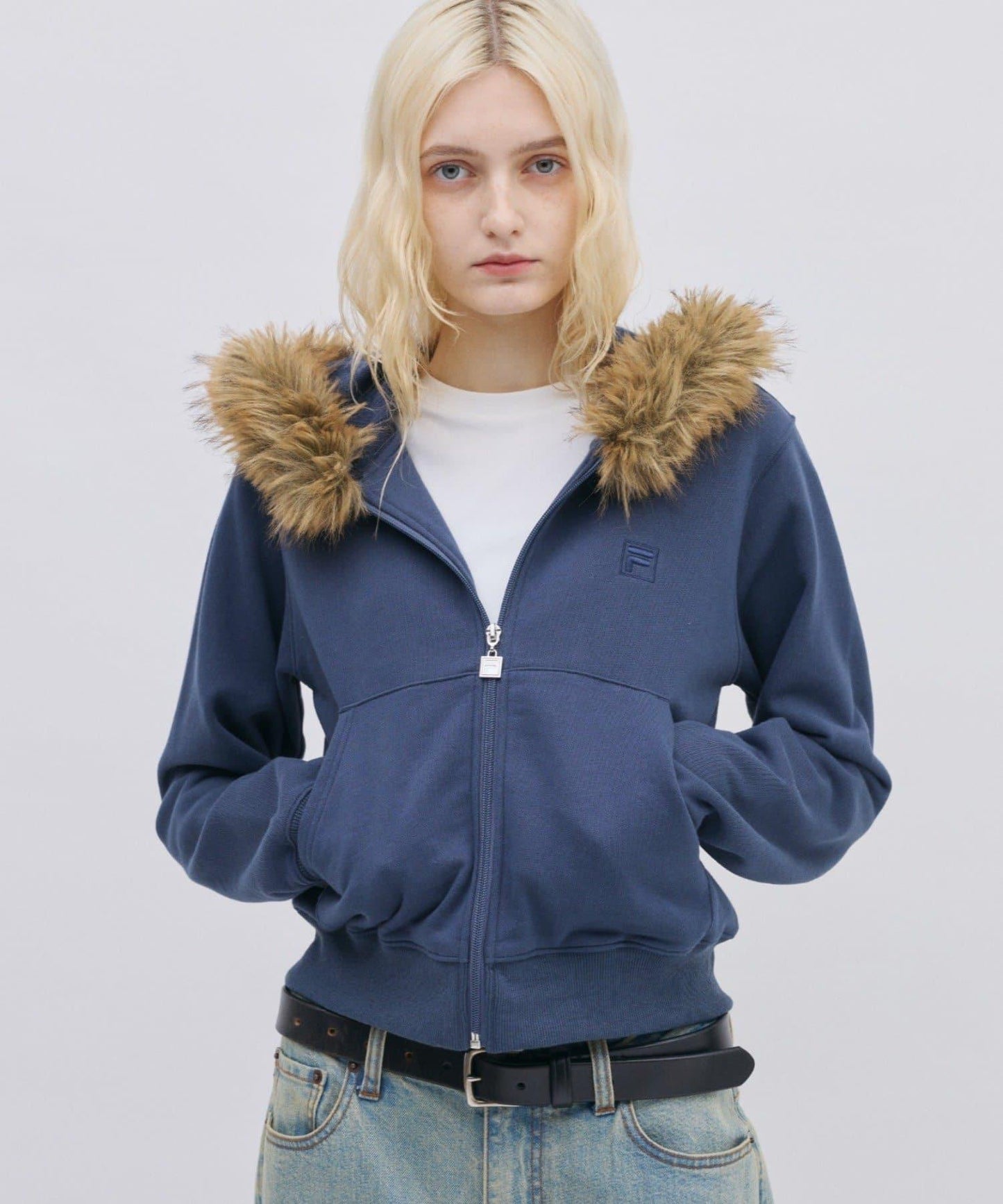 FILA 聯名 加絨連帽拉鍊衛衣