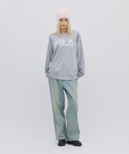 FILA 蕾絲拼接加絨圓領衛衣