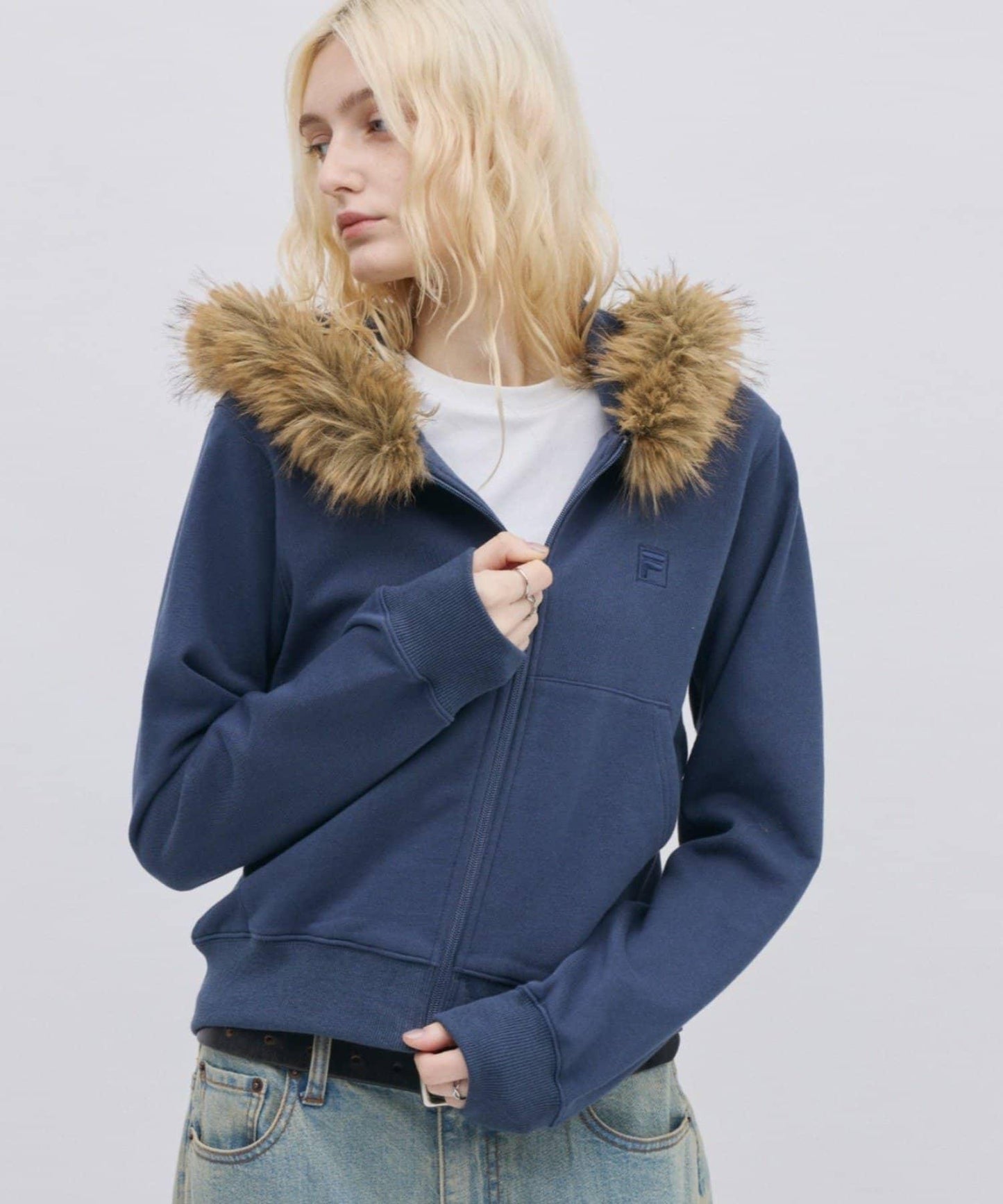 FILA 聯名 加絨連帽拉鍊衛衣