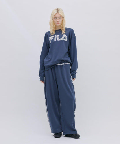 FILA 蕾絲拼接加絨圓領衛衣