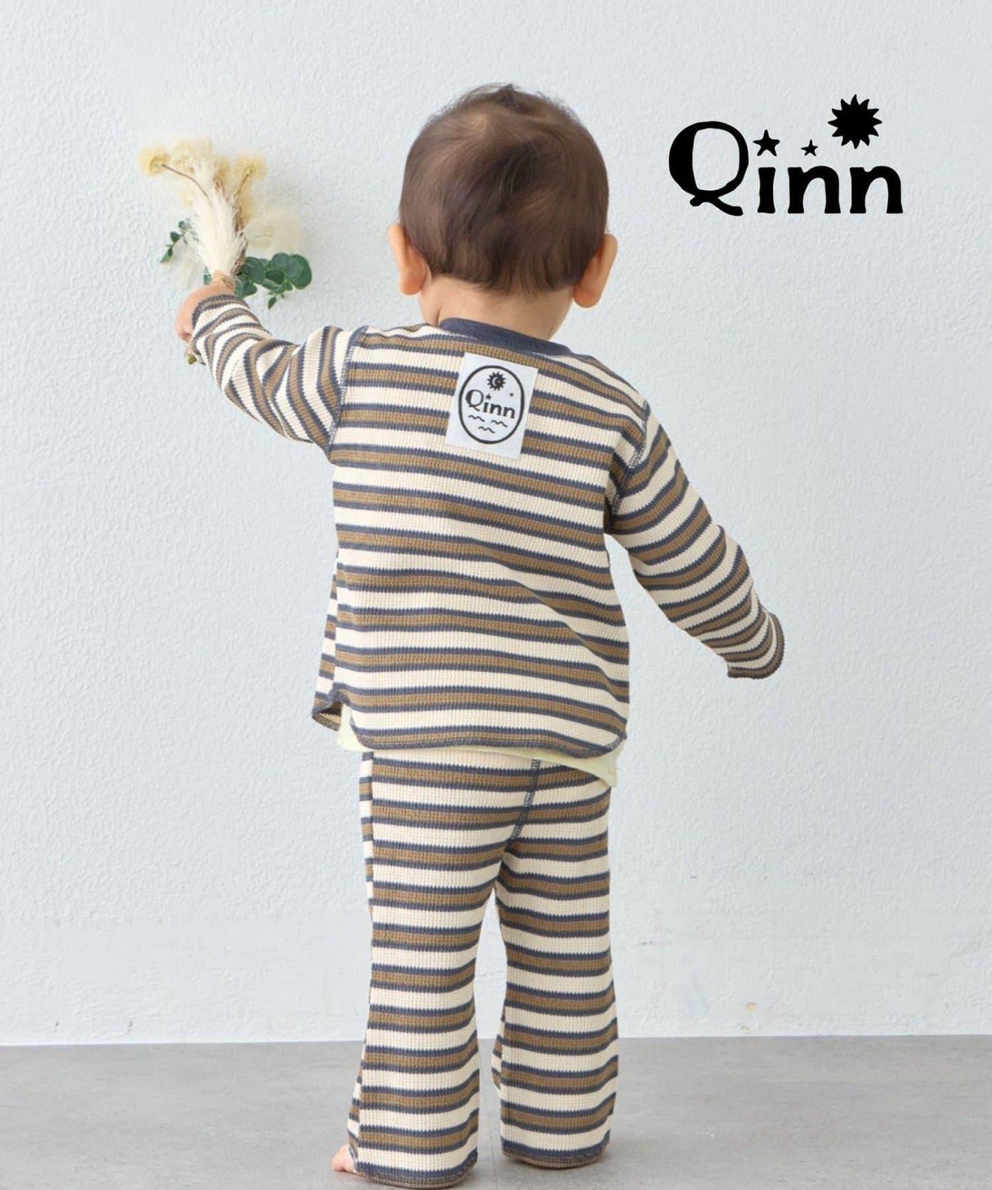 Qinn華夫格條紋上衣