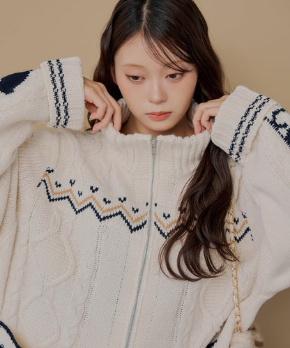 北歐風拉鍊寬鬆針織衫