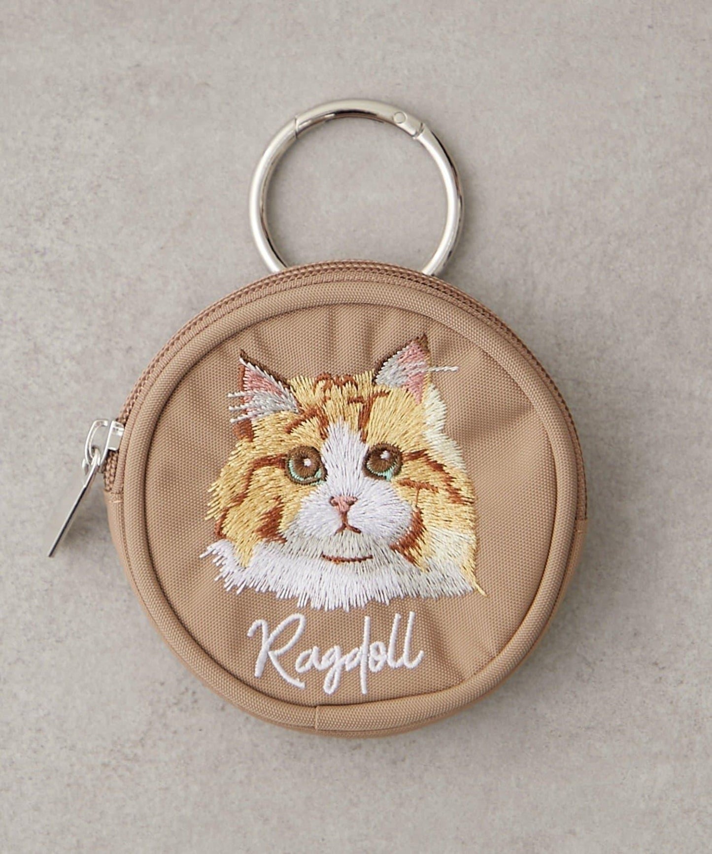 動物刺繡圓形化妝包