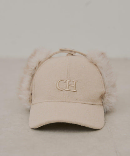 帶毛邊Logo刺繡飛行帽