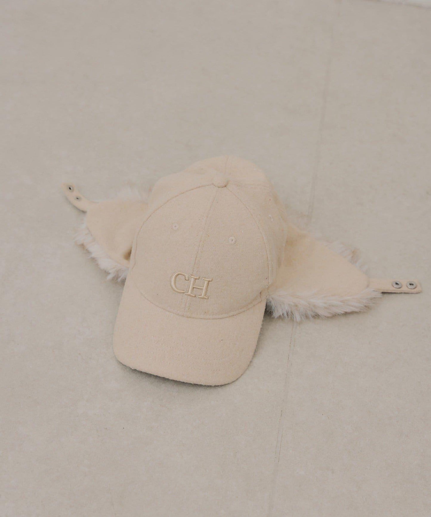 帶毛邊Logo刺繡飛行帽