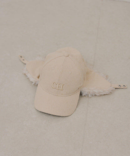 帶毛邊Logo刺繡飛行帽