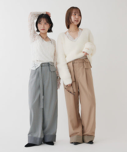 3way腰帶闊腿褲