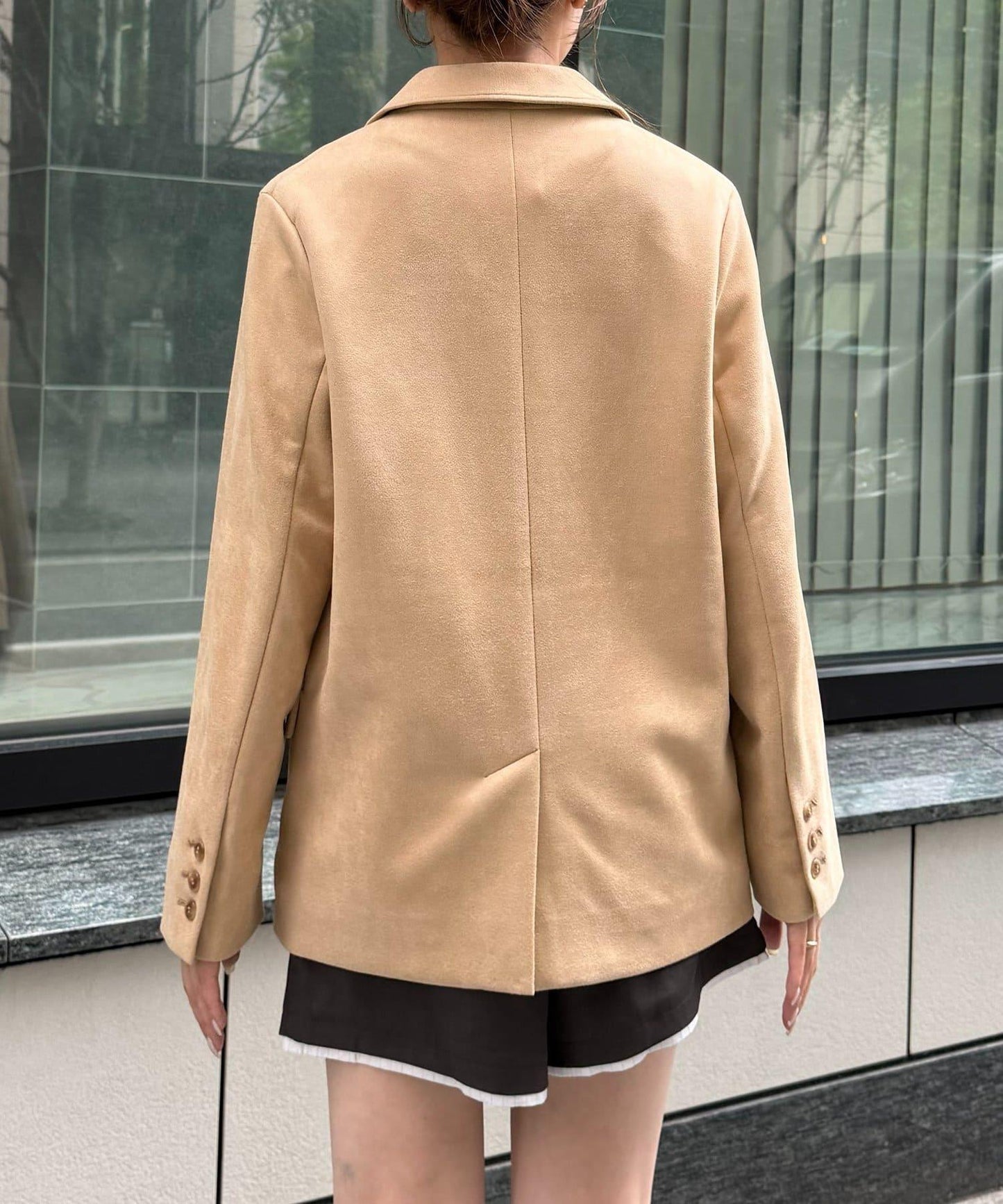 F款 麂皮西裝夾克