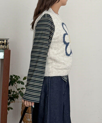 花朵針織馬甲