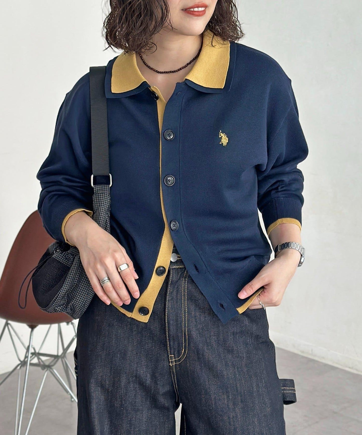 U.S. POLO ASSN. 假兩件針織襯衫