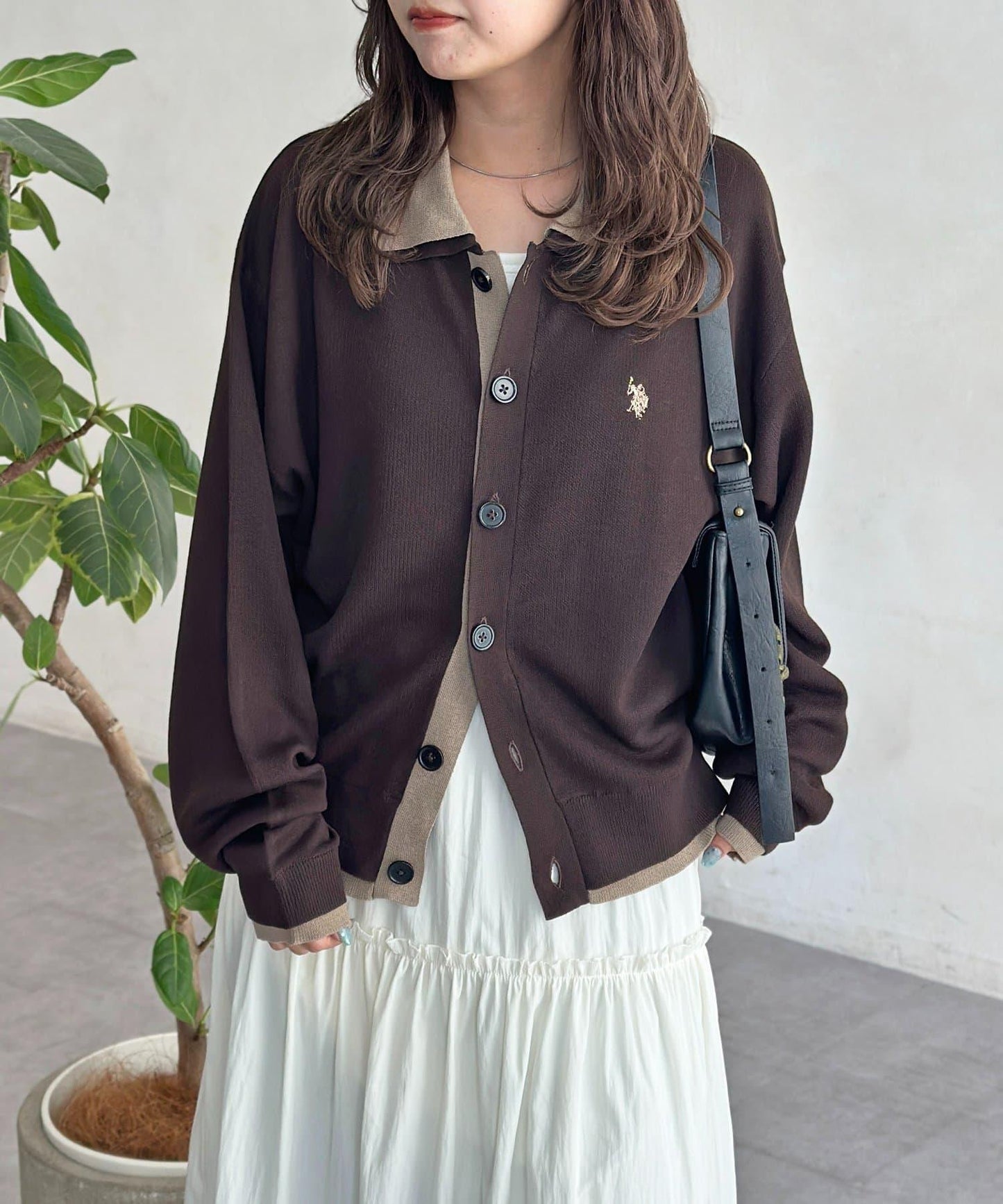 U.S. POLO ASSN. 假兩件針織襯衫