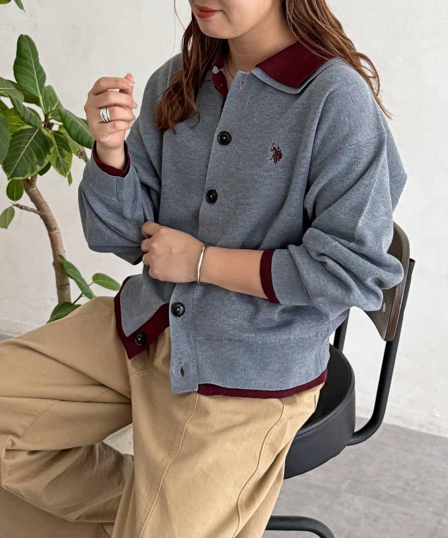 U.S. POLO ASSN. 假兩件針織襯衫