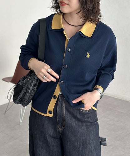 U.S. POLO ASSN. 假兩件針織襯衫