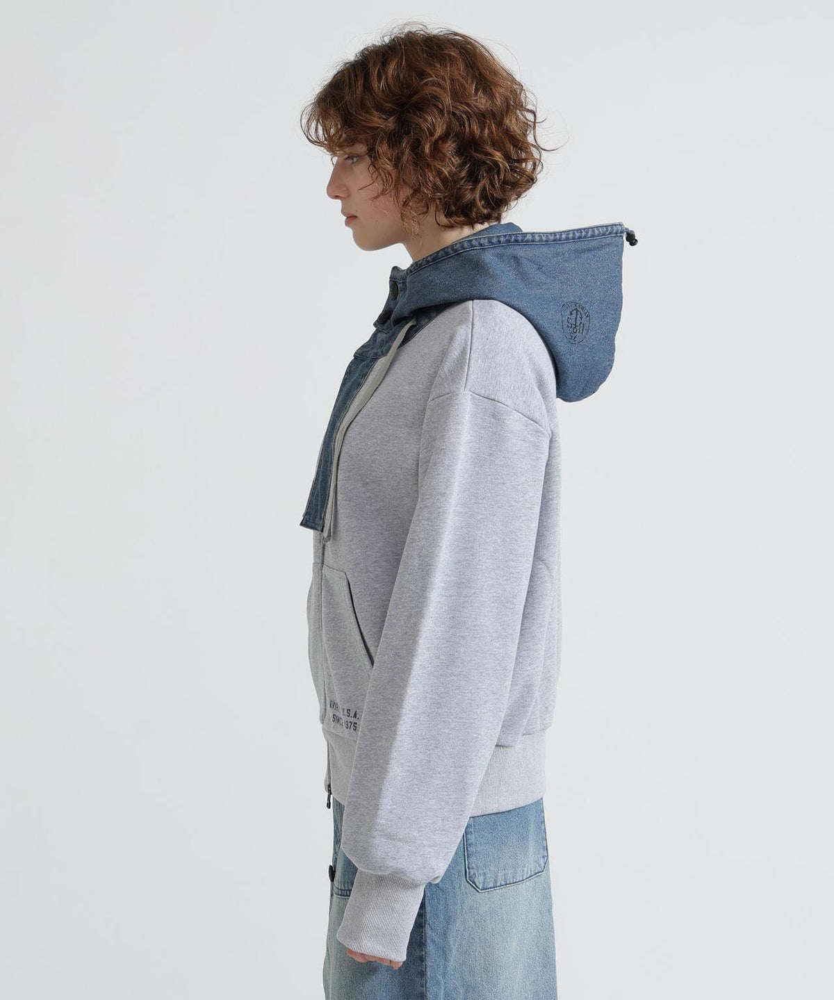 AVIREX《NAVAL COLLECTION》牛仔拼接連帽衫