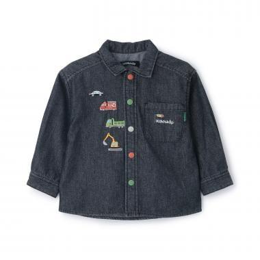 工程車刺繡長袖襯衫