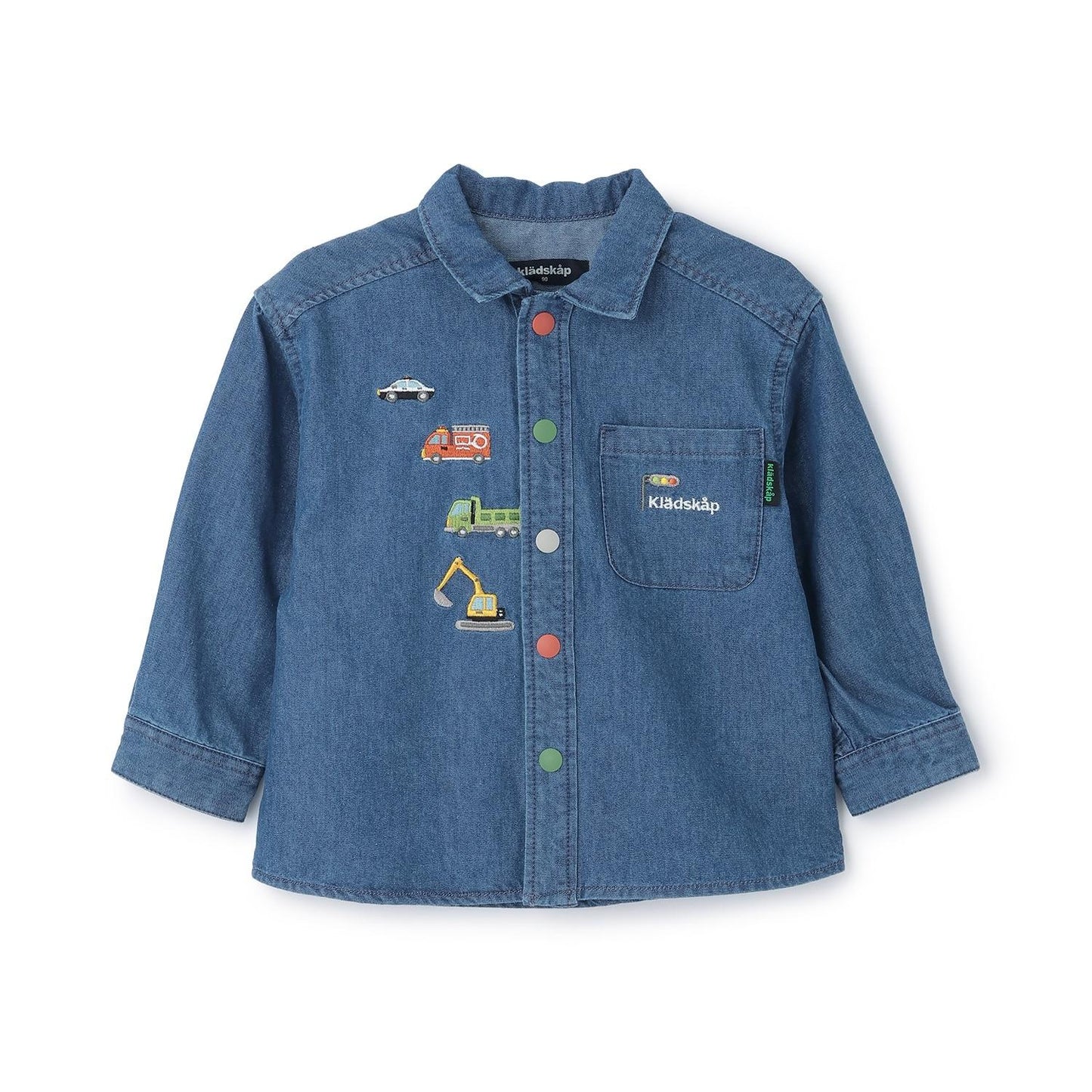 工程車刺繡長袖襯衫