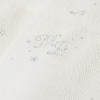 音符刺繡薄紗拼接連衣裙