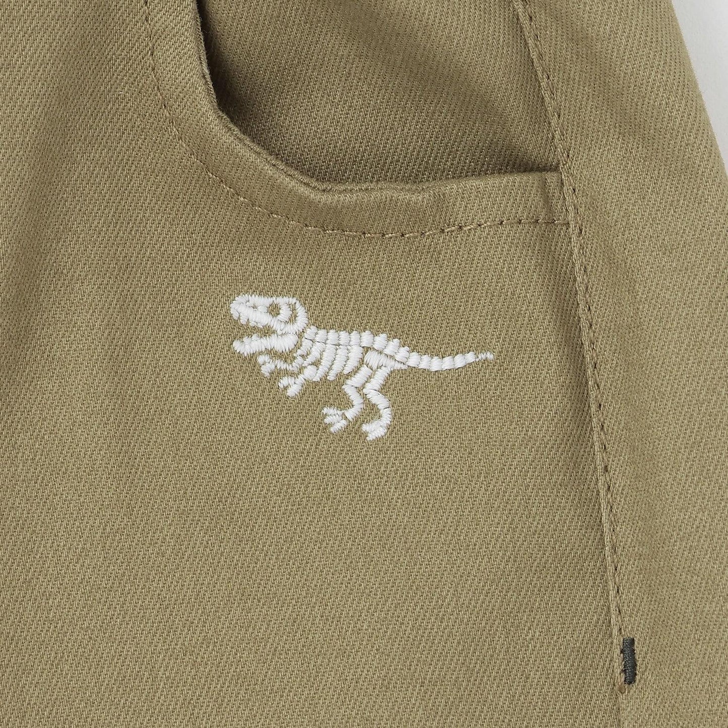 恐龍刺繡長款闊腿直筒褲