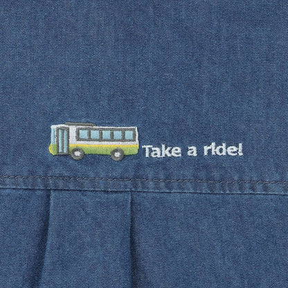 工程車刺繡長袖襯衫