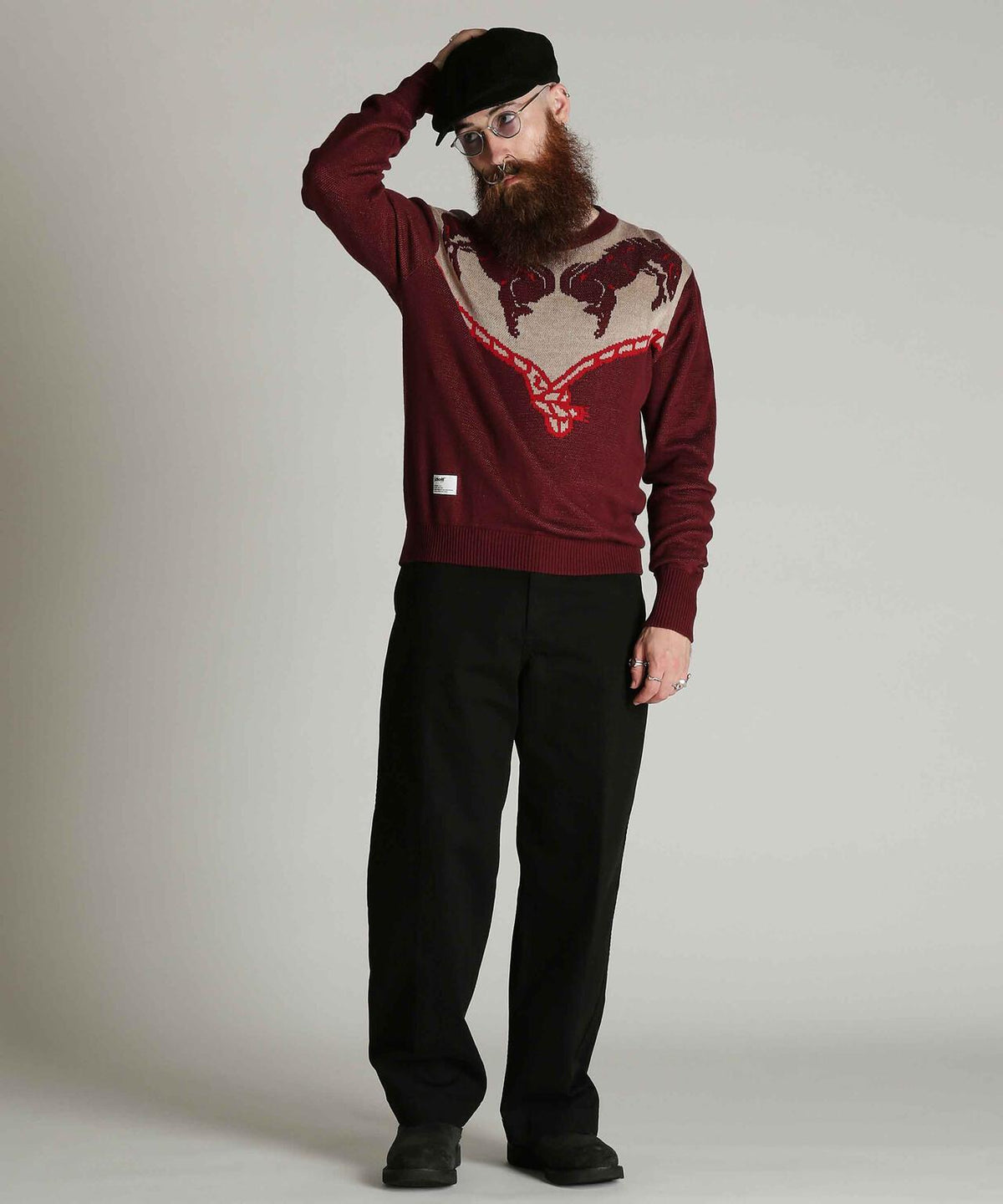 SCHOTT 50'S KNIT 棉質雙提花圓領套頭衫