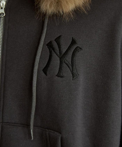 聯名 MLB 裡起毛 ジップ フェイクファー 付 フーディー スウェット 限定展開