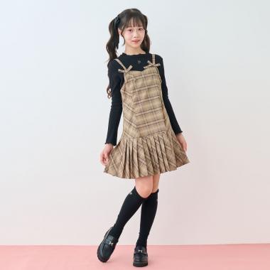 ツインリボンジャンパースカート×Tシャツセット