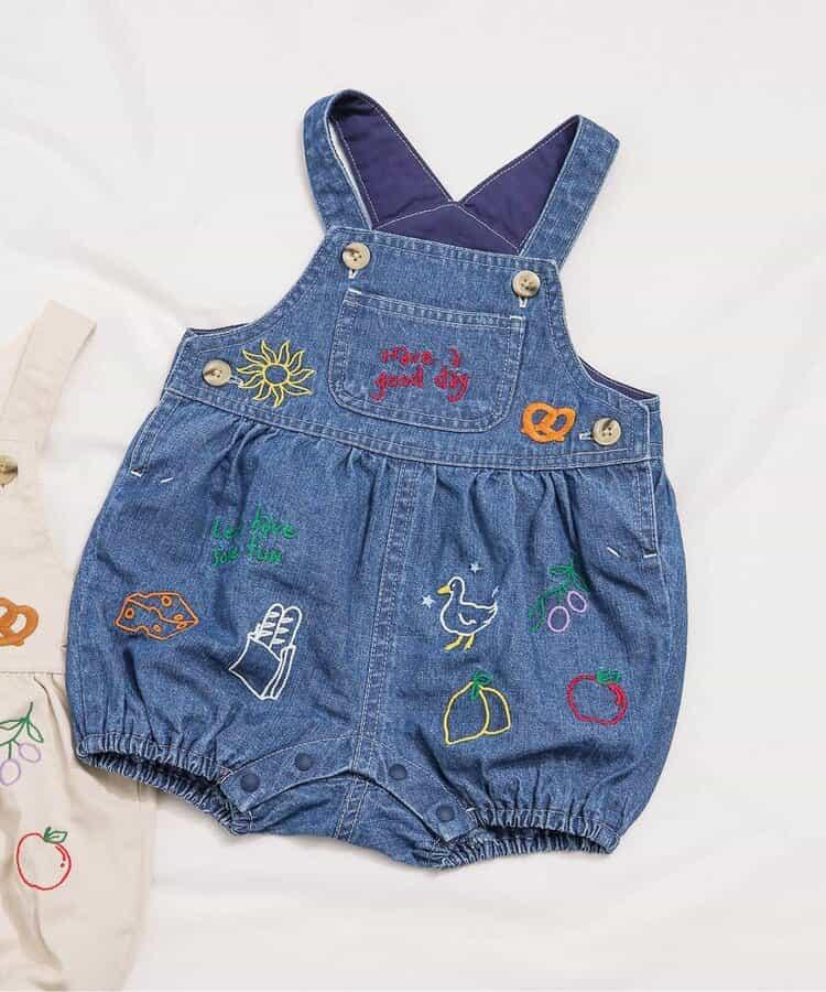 線畫刺繡嬰兒揹帶褲