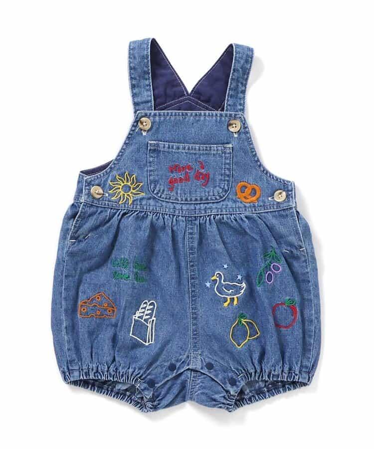 線畫刺繡嬰兒揹帶褲