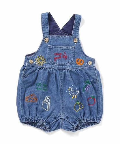 線畫刺繡嬰兒揹帶褲
