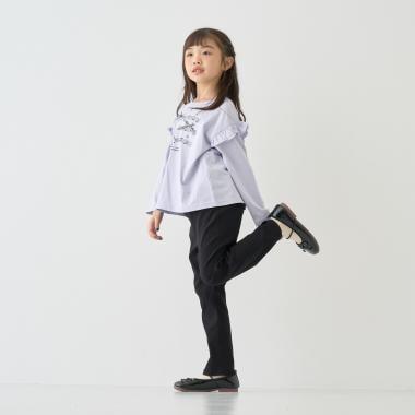 フリル口袋 彈力褲子