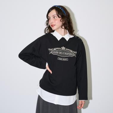 【AMI】ミニ裡毛プルオーバー×シャツセット