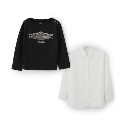 【AMI】ミニ裡毛プルオーバー×シャツセット