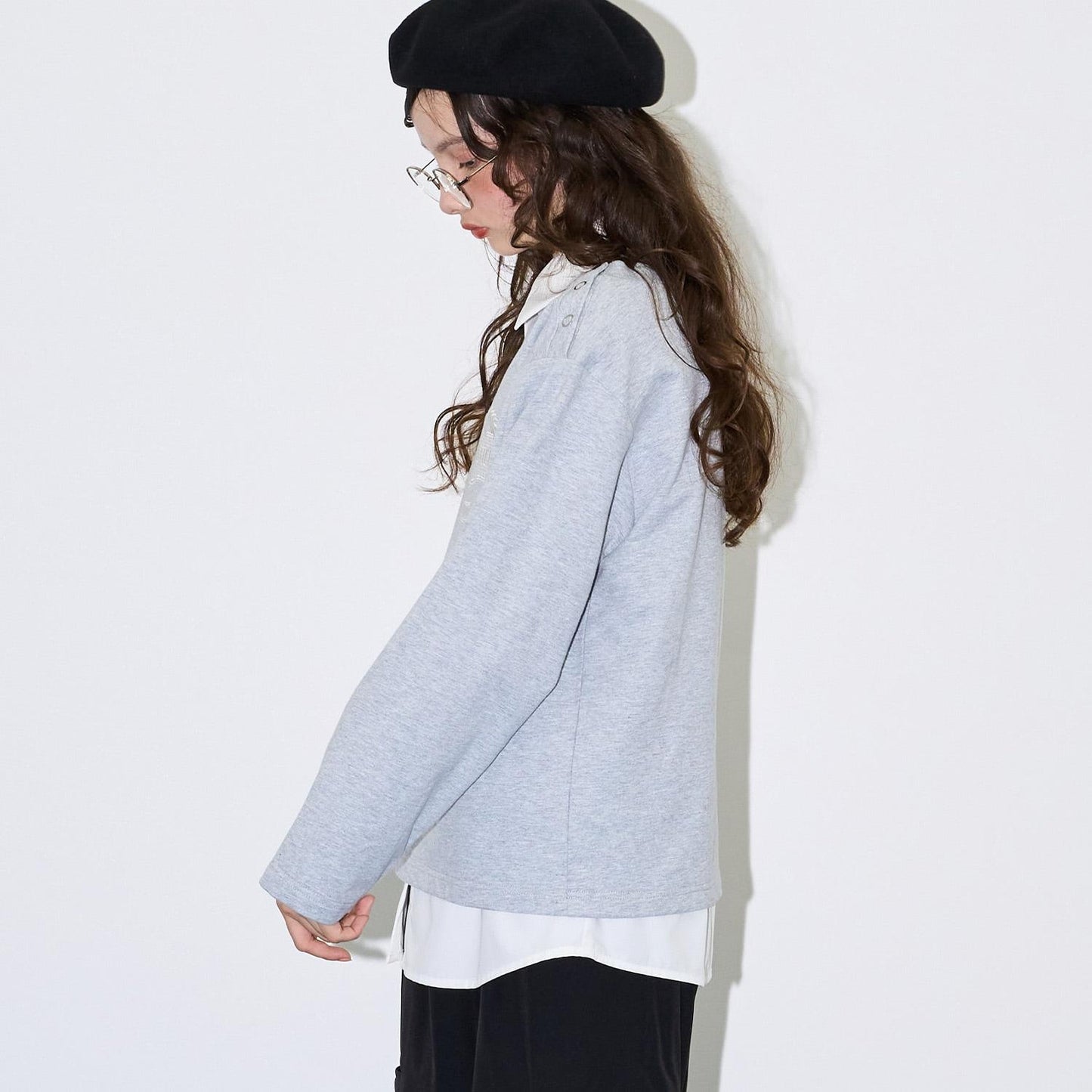 【AMI】ミニ裡毛プルオーバー×シャツセット