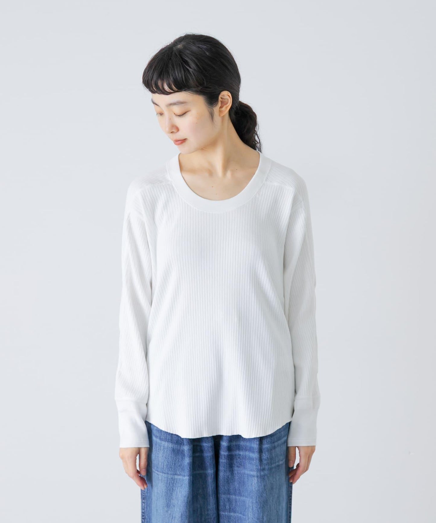 MEYAME OBLONG NECK RIB PULLOVER