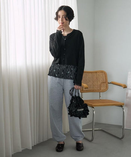 彈力蕾絲 花卉印花 針織衫