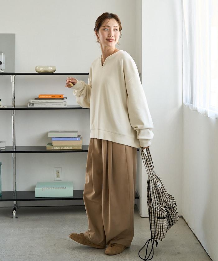 羅紋彈力針織 鑰匙扣領套頭衫